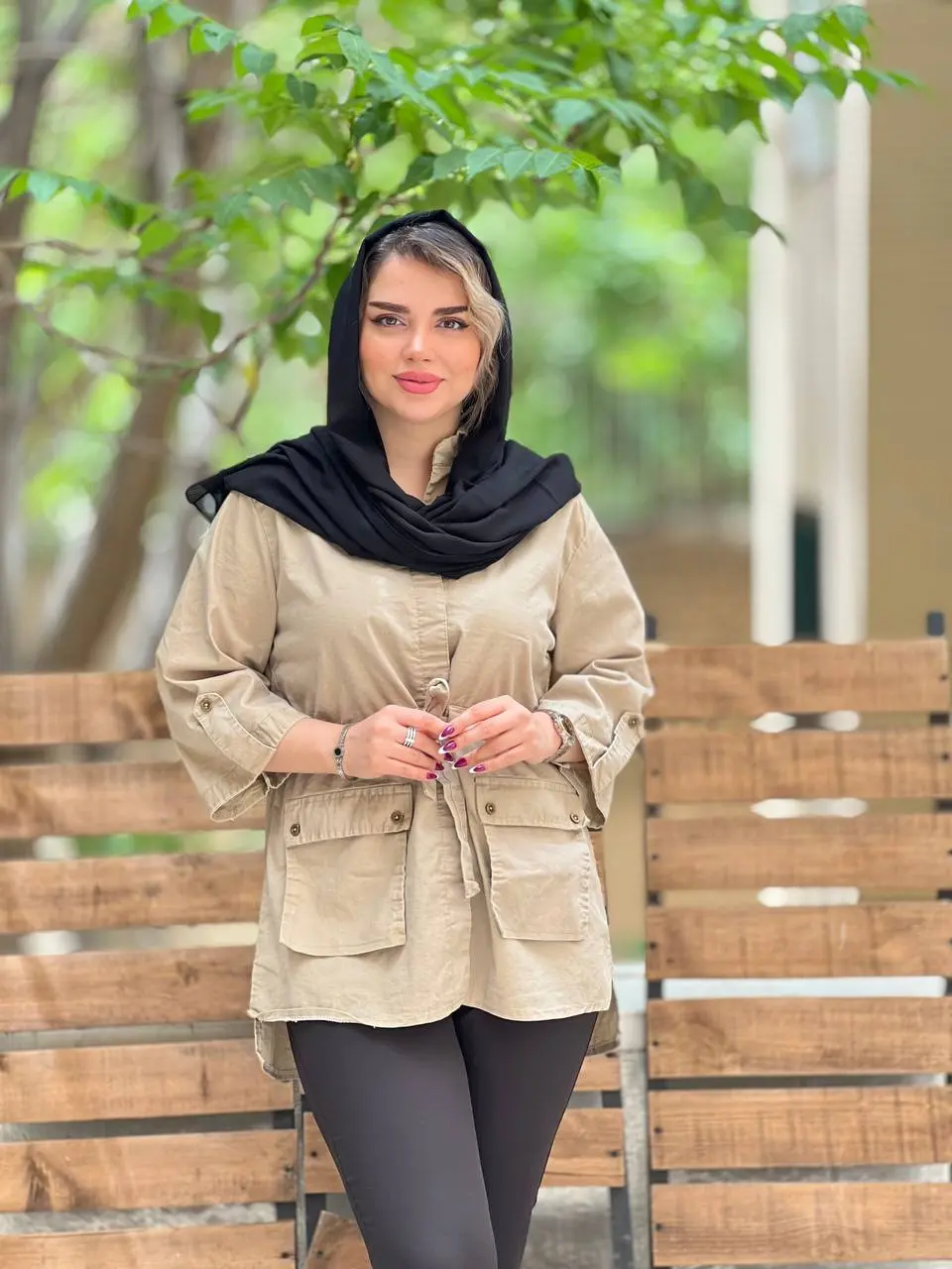 مانتو کتان دو جیب