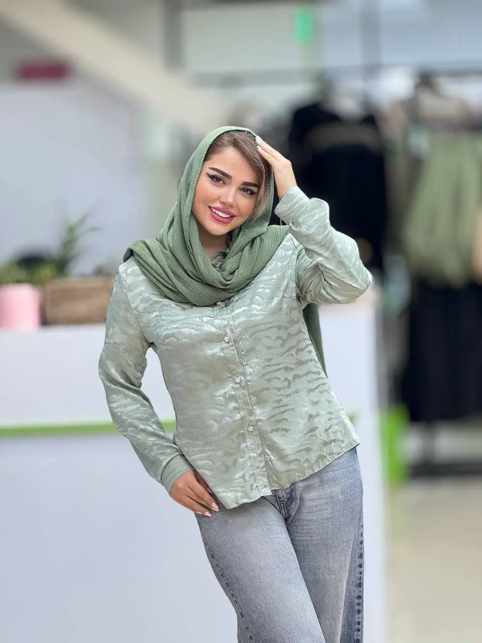 شومیز ژاکارد ساتن