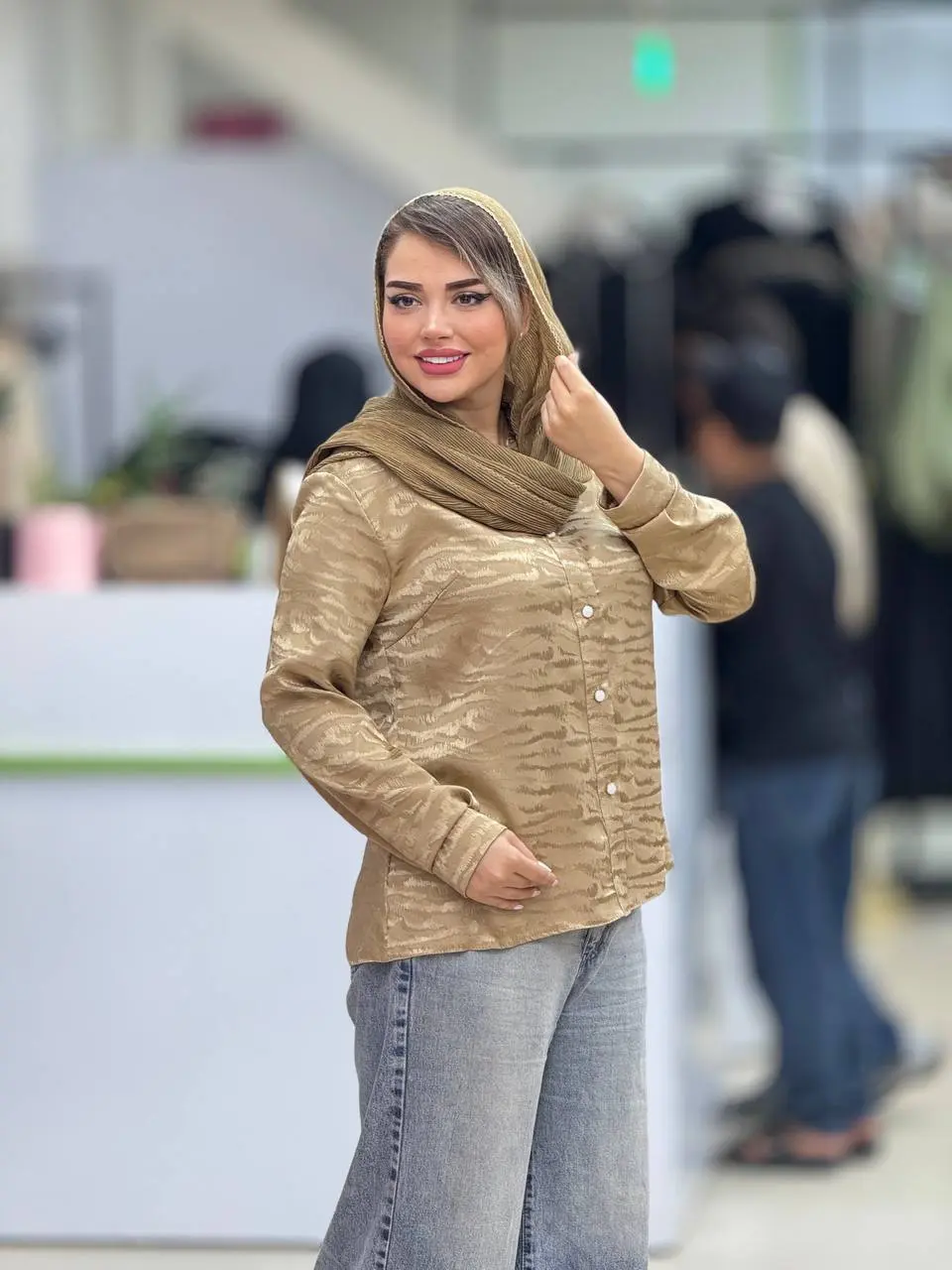شومیز ژاکارد ساتن