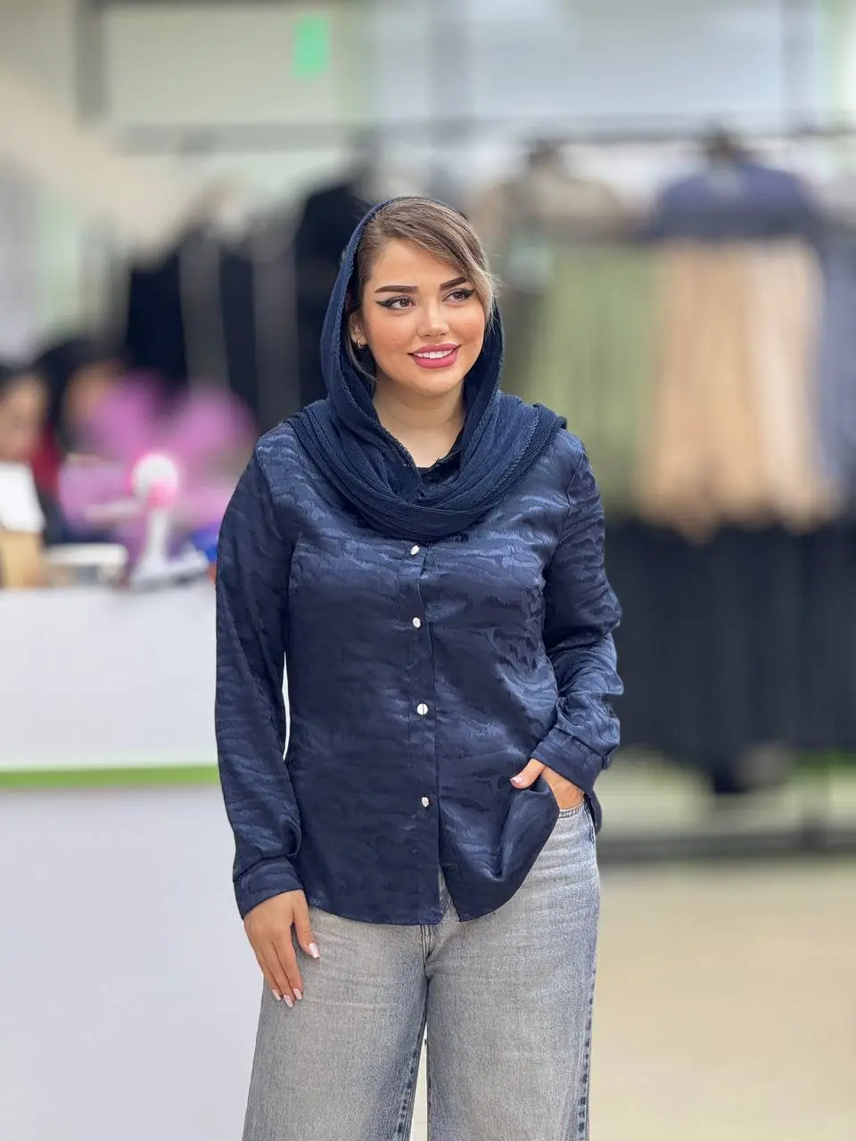 شومیز ژاکارد ساتن