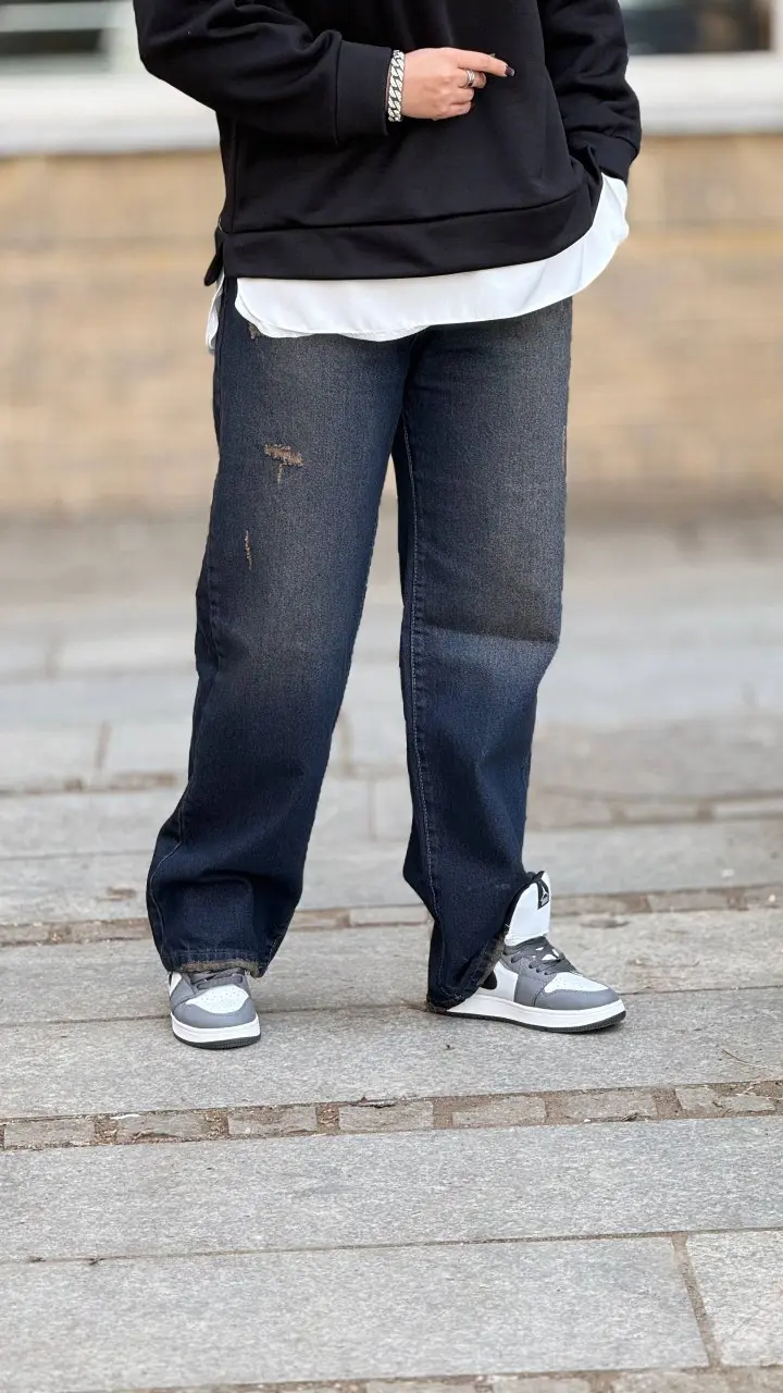 شلوار نیم بگ جین تینت