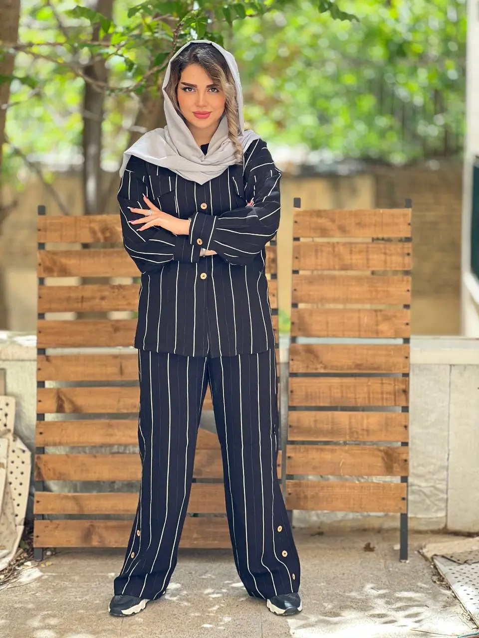 ست راه راه جیب دار