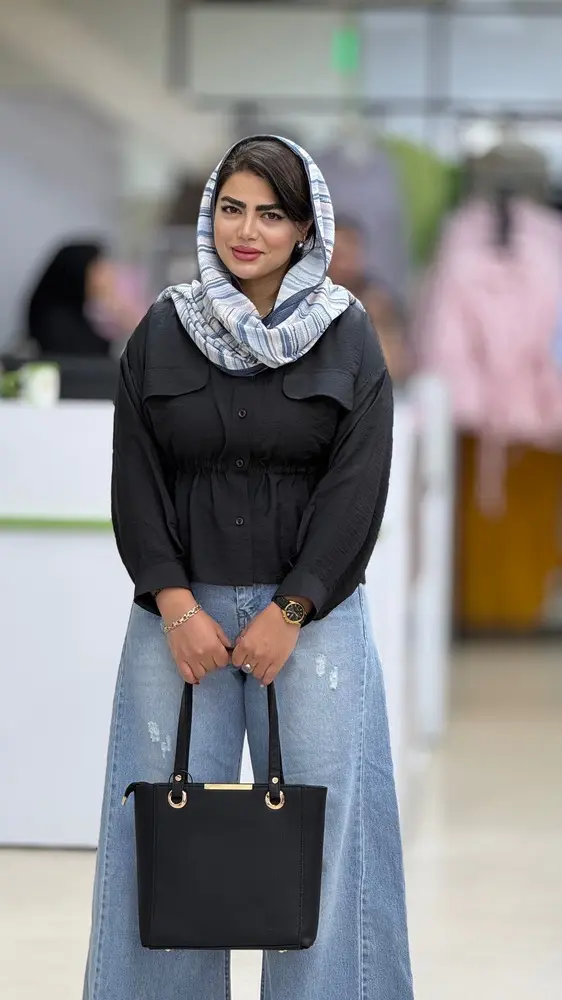 شومیز مودال کمربند دار دو جیب نما
