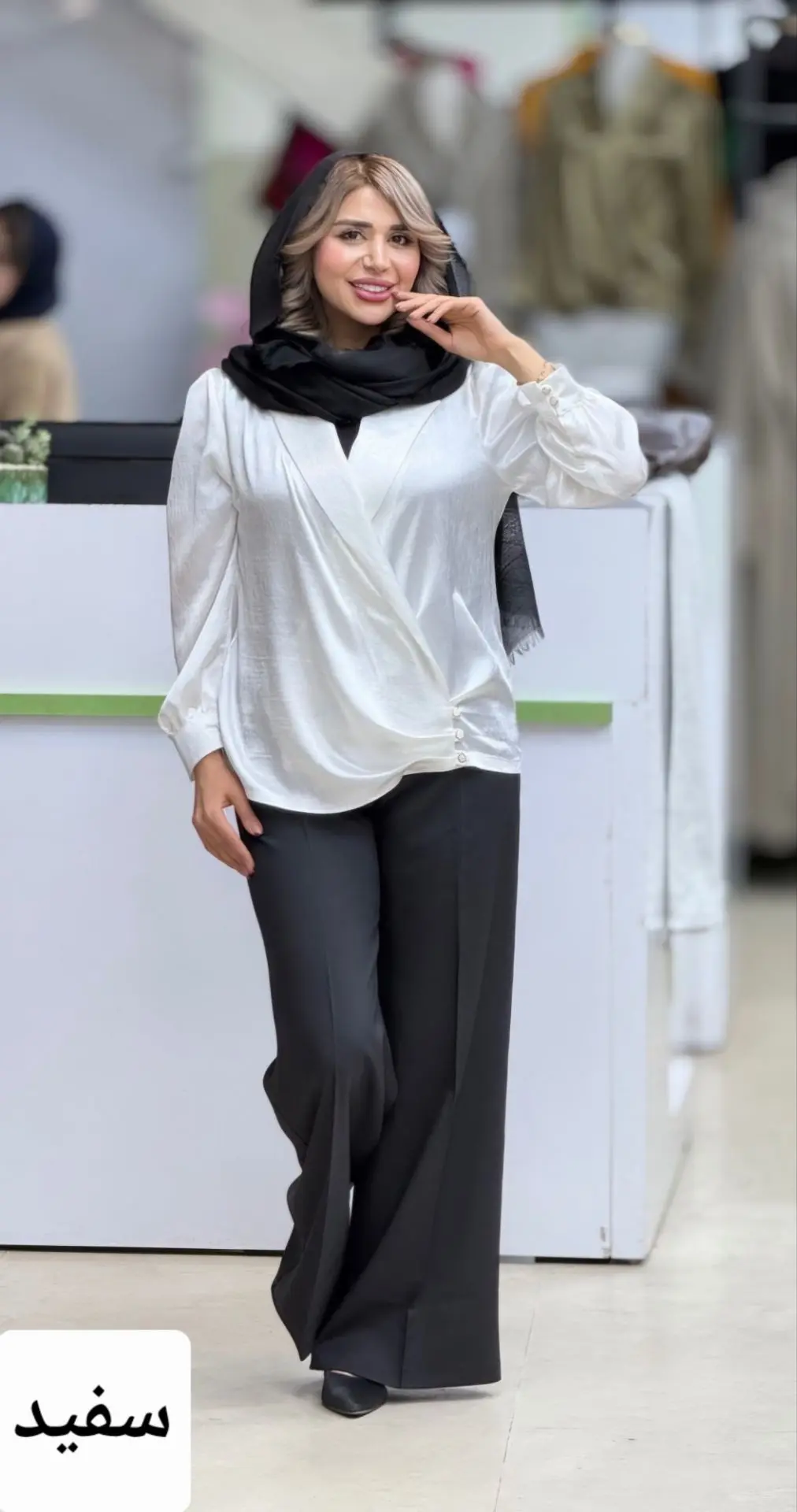 شومیز ساتن پایین دکمه